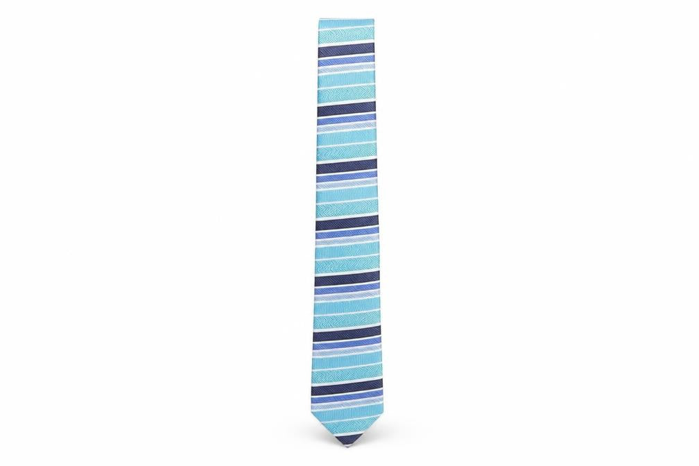 Lloyd Attree Smith Mens Blue Striped Polyester Pointed Tie One Size