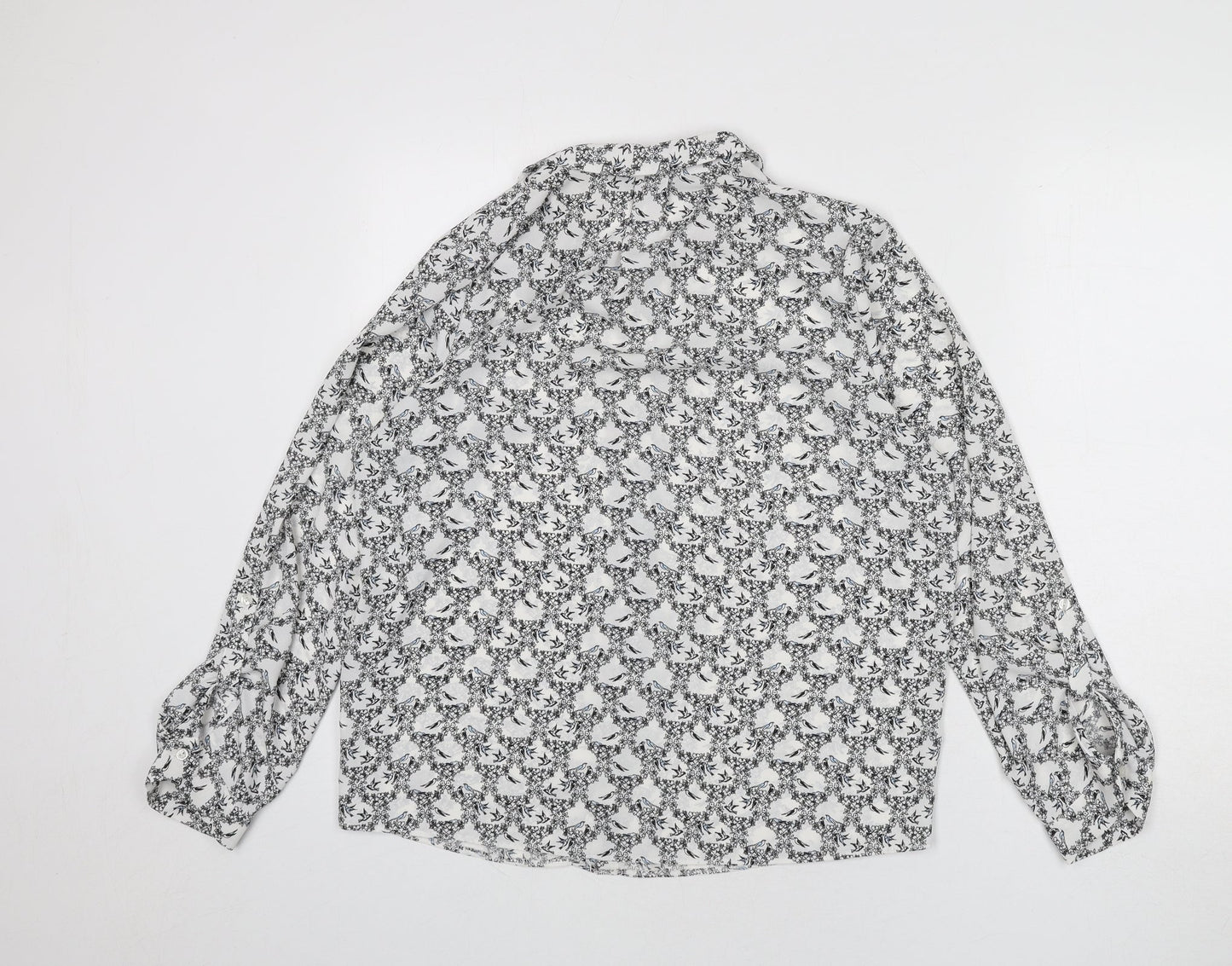 Dorothy Perkins Womens Multicoloured Floral Polyester Basic Button-Up Size 12 Collared - Birds