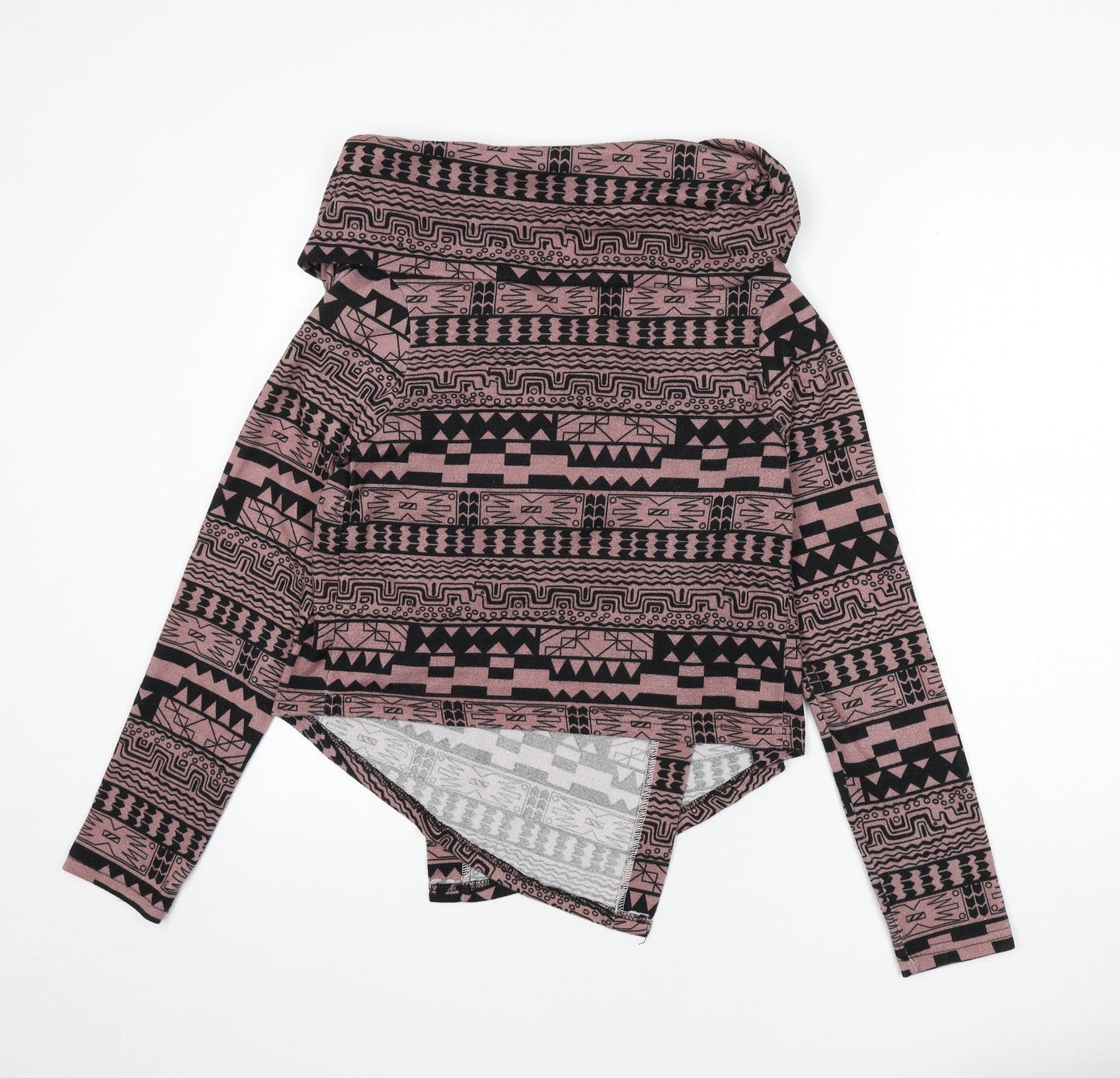 Miso Womens Pink V-Neck Geometric Polyester Cape Jumper Size 12