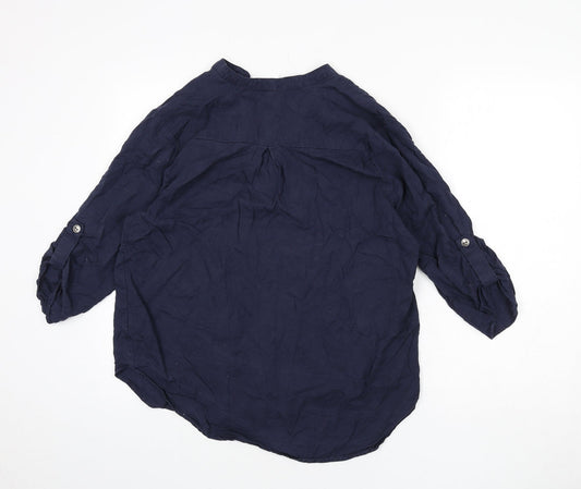 Apricot Womens Blue Polyester Basic Blouse Size 12 V-Neck
