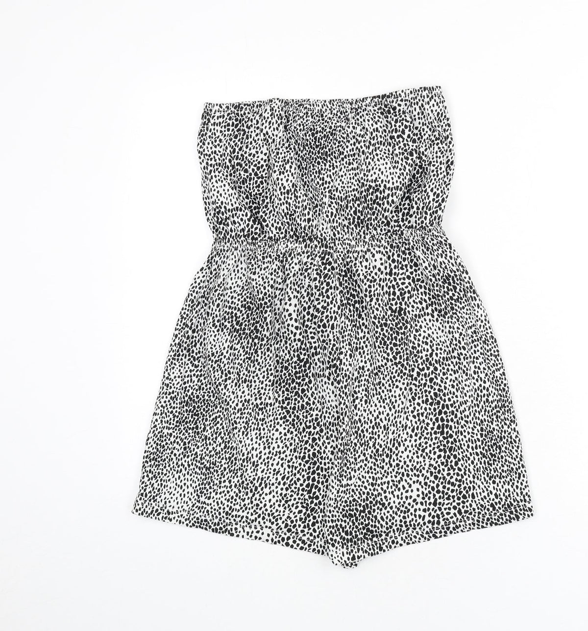New Look Womens White Geometric Cotton Romper One-Piece Size S Pullover - Dalmatian Print