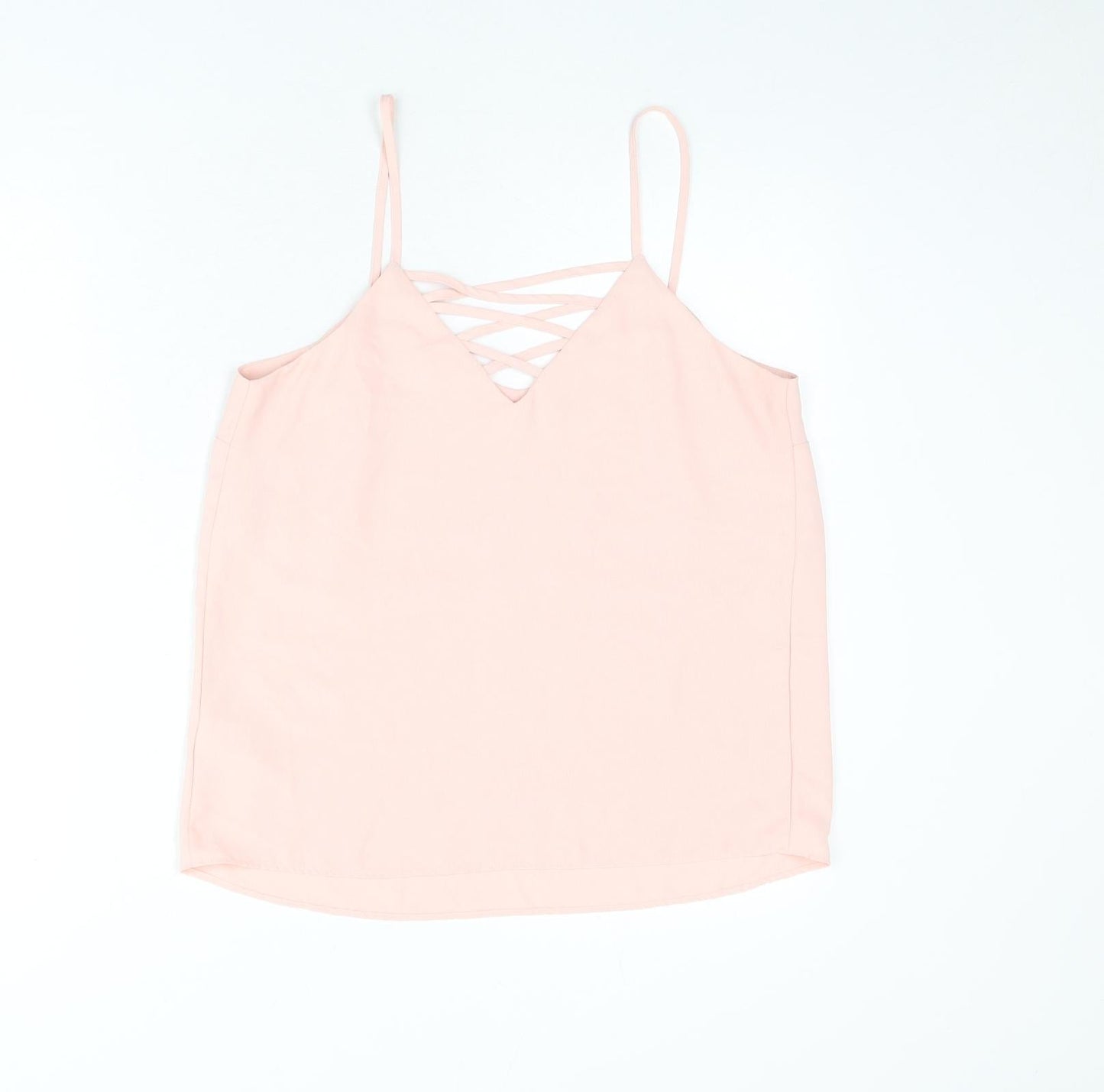 New Look Womens Pink Polyester Camisole Tank Size 10 V-Neck - Strap Detail