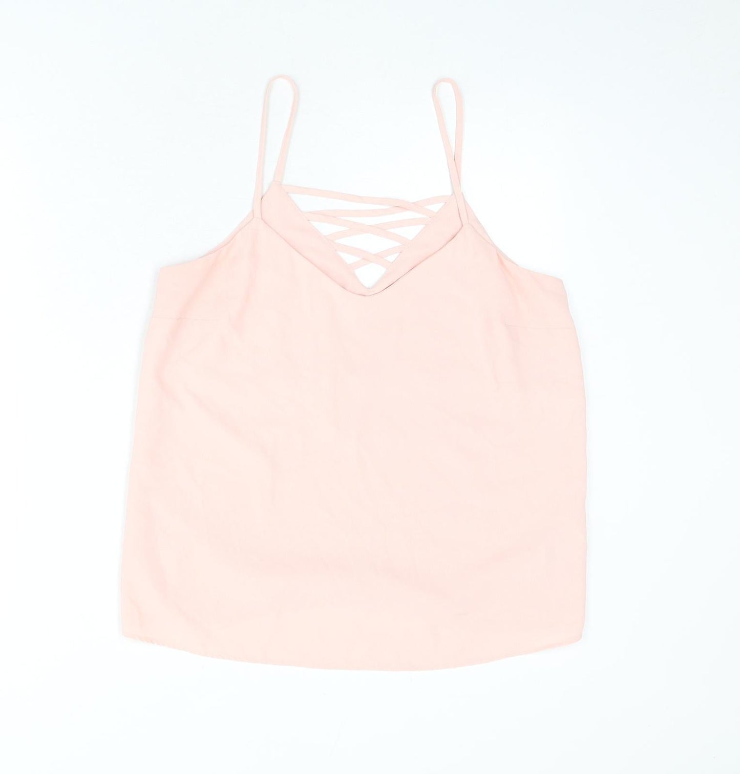 New Look Womens Pink Polyester Camisole Tank Size 10 V-Neck - Strap Detail
