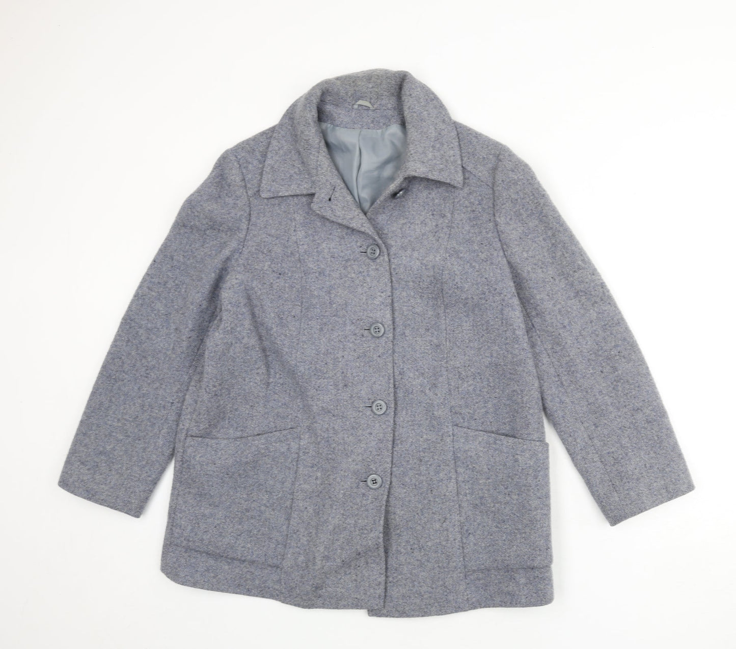 Littlewoods Womens Grey Overcoat Coat Size 14 Button