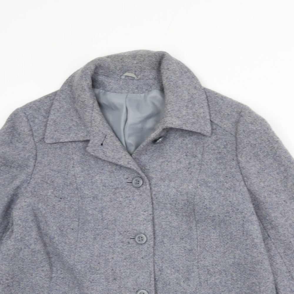Littlewoods Womens Grey Overcoat Coat Size 14 Button