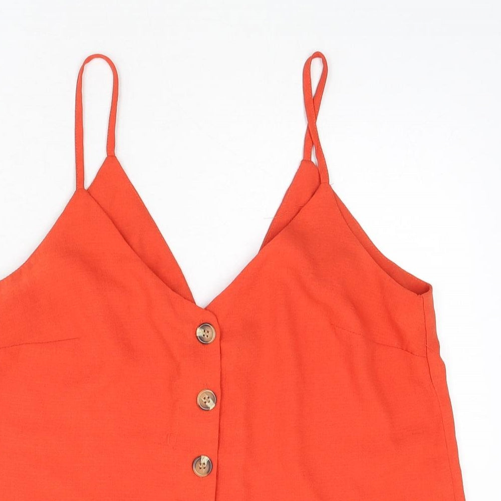 New Look Womens Red Polyester Camisole Tank Size 10 V-Neck