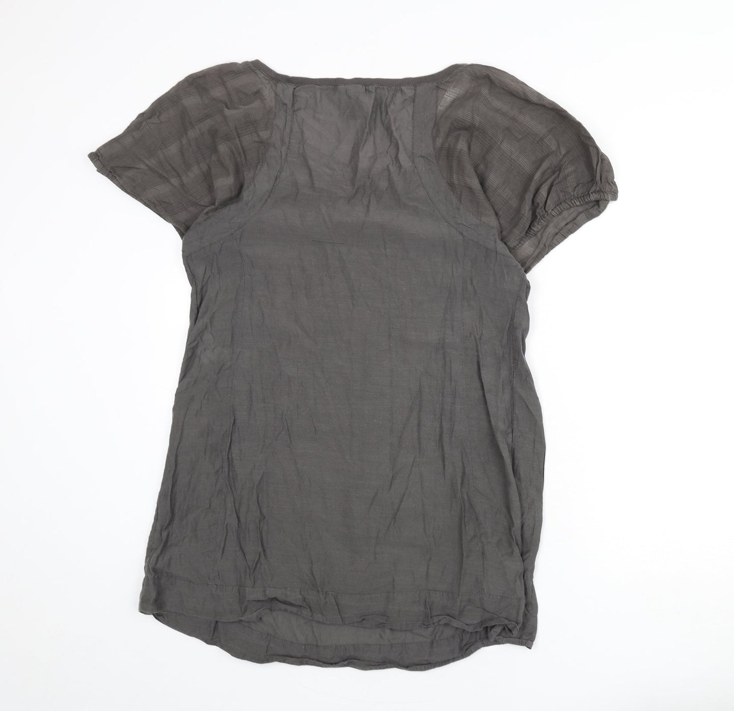 H&M Womens Grey Viscose Tunic Blouse Size M Round Neck