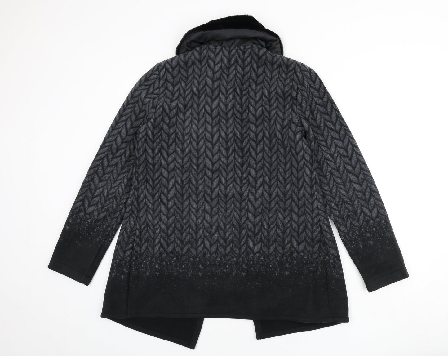 Coercion Womens Black Geometric Jacket Coat Size S Button - Faux Fur