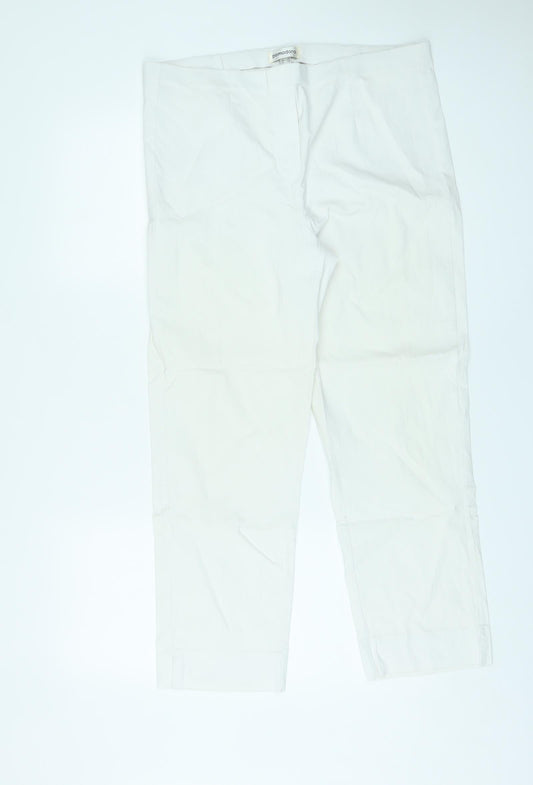 Pomodoro Womens White Viscose Trousers Size 18 L26 in Regular
