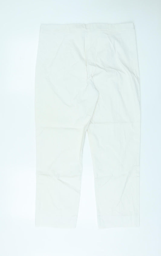 Pomodoro Womens White Viscose Trousers Size 18 L26 in Regular