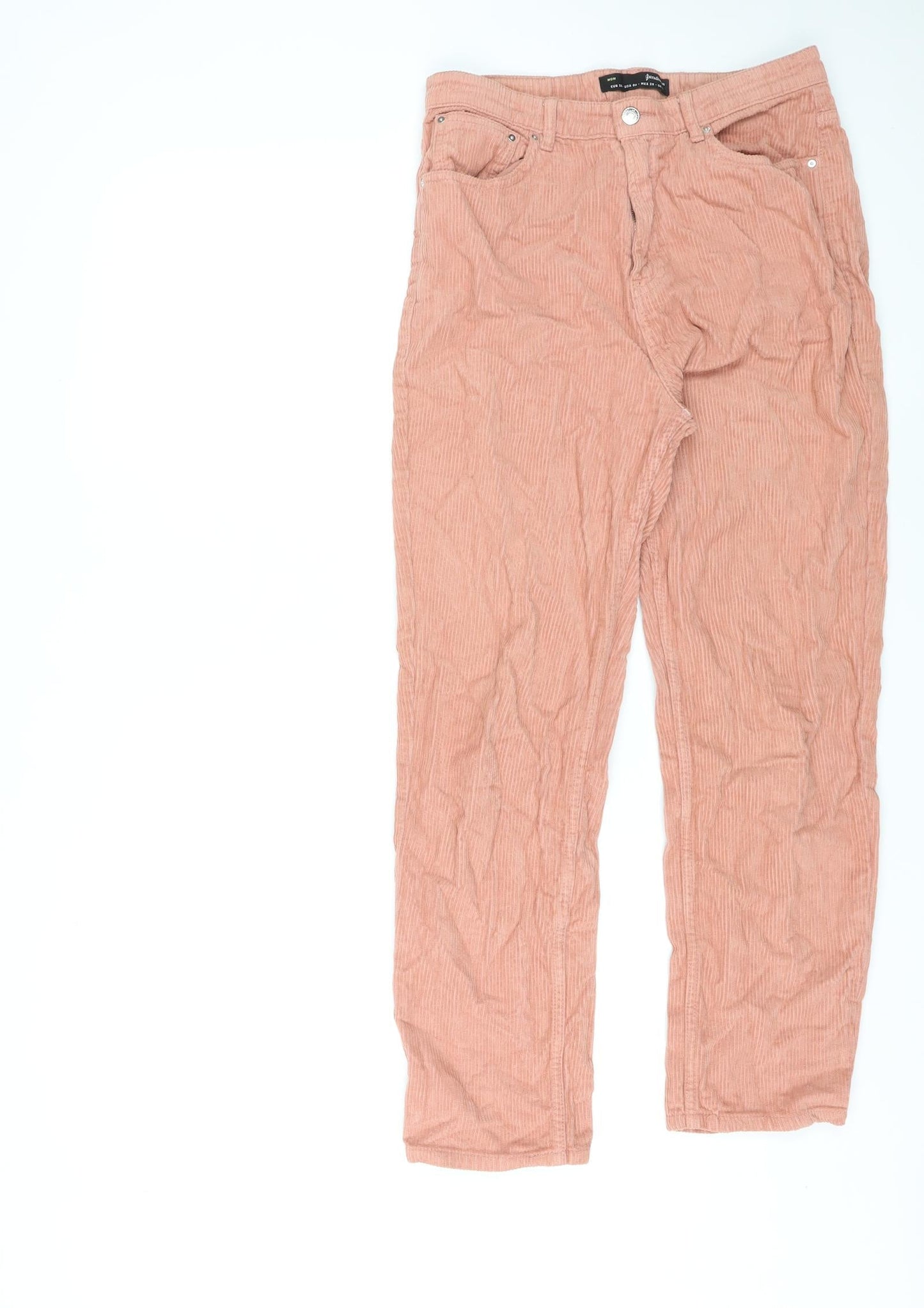 Stradivarius Womens Pink Cotton Straight Jeans Size 10 L26 in Regular Zip