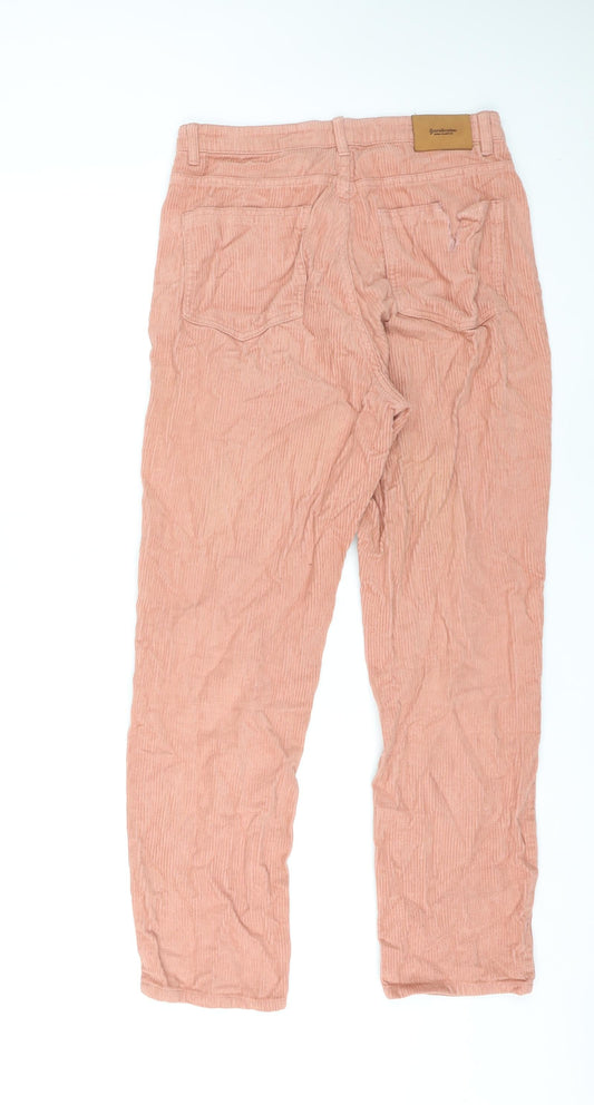 Stradivarius Womens Pink Cotton Straight Jeans Size 10 L26 in Regular Zip