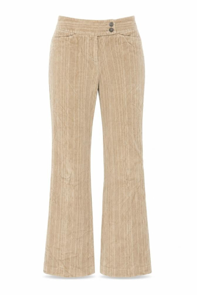 Front view of Sprit women’s beige polyester trousers, size UK 26, in, 29-inch leg regular zip
