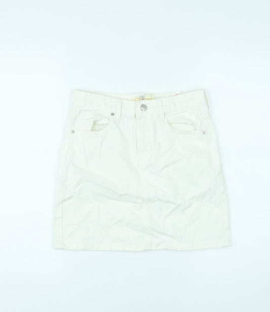 Dont Think Twice Womens White Cotton Mini Skirt Size 6 Zip