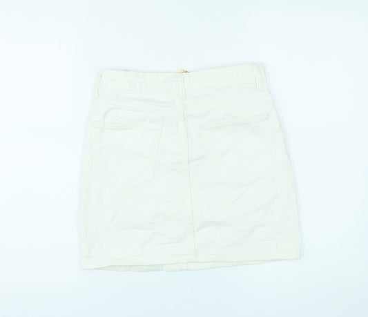 Dont Think Twice Womens White Cotton Mini Skirt Size 6 Zip