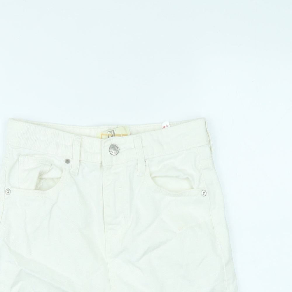 Dont Think Twice Womens White Cotton Mini Skirt Size 6 Zip