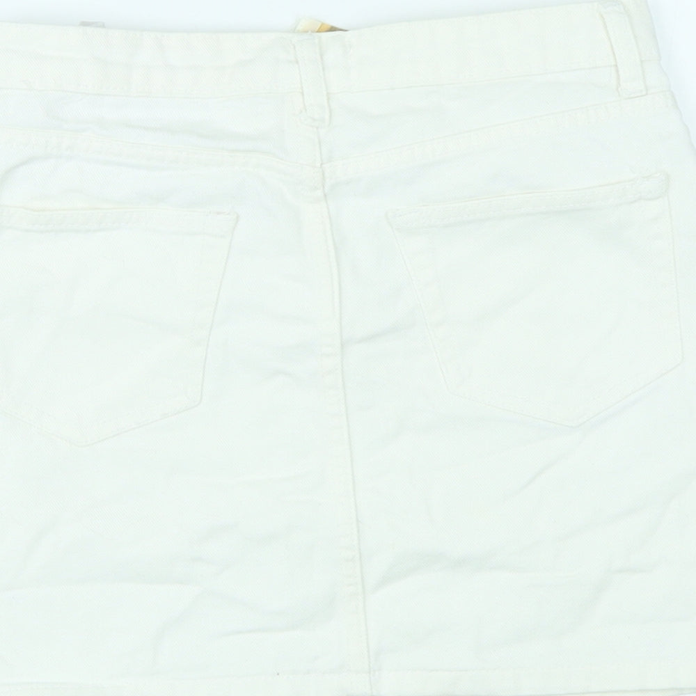 Dont Think Twice Womens White Cotton Mini Skirt Size 6 Zip