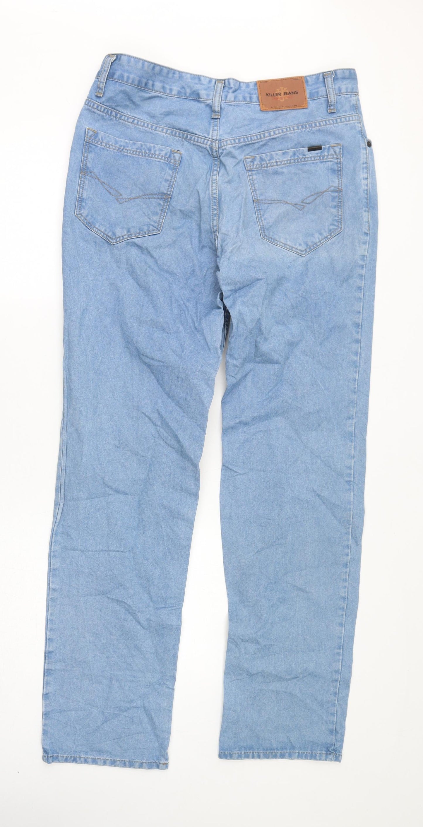 Killer Womens Blue Cotton Straight Jeans Size 36 in L33 in Regular Zip