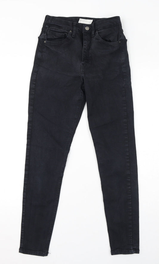 Topshop Womens Black Cotton Skinny Jeans Size 28 in L32 in Regular Zip