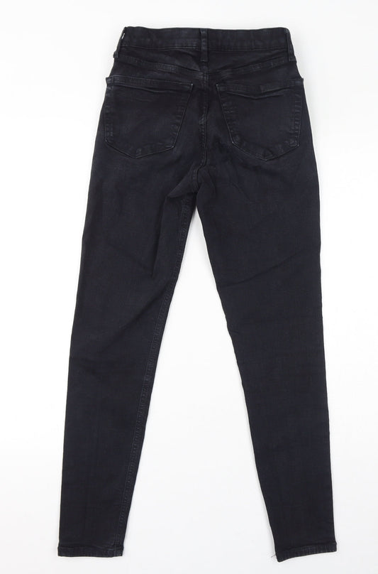 Topshop Womens Black Cotton Skinny Jeans Size 28 in L32 in Regular Zip