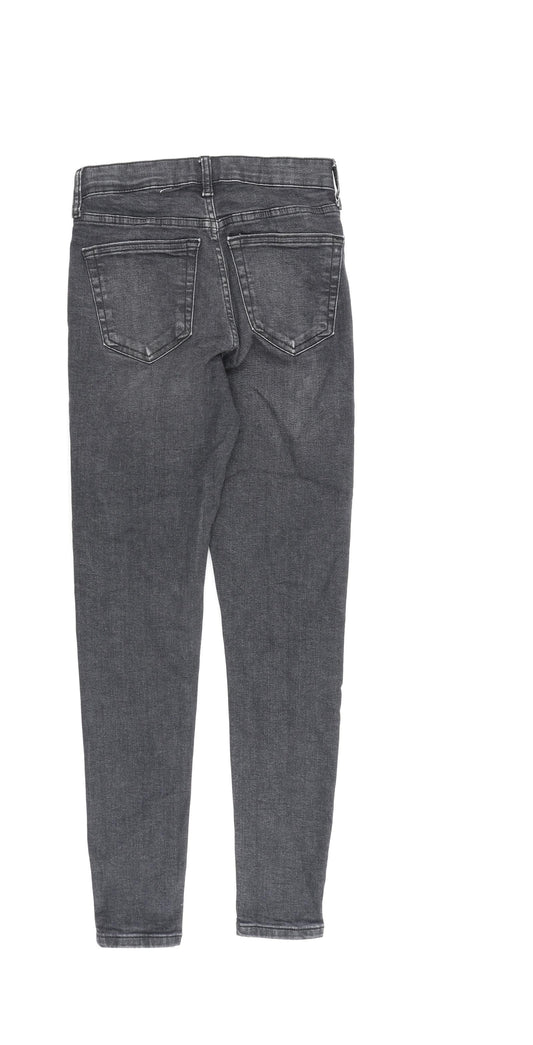Topshop Womens Grey Cotton Skinny Jeans Size 26 in L32 in Regular Zip