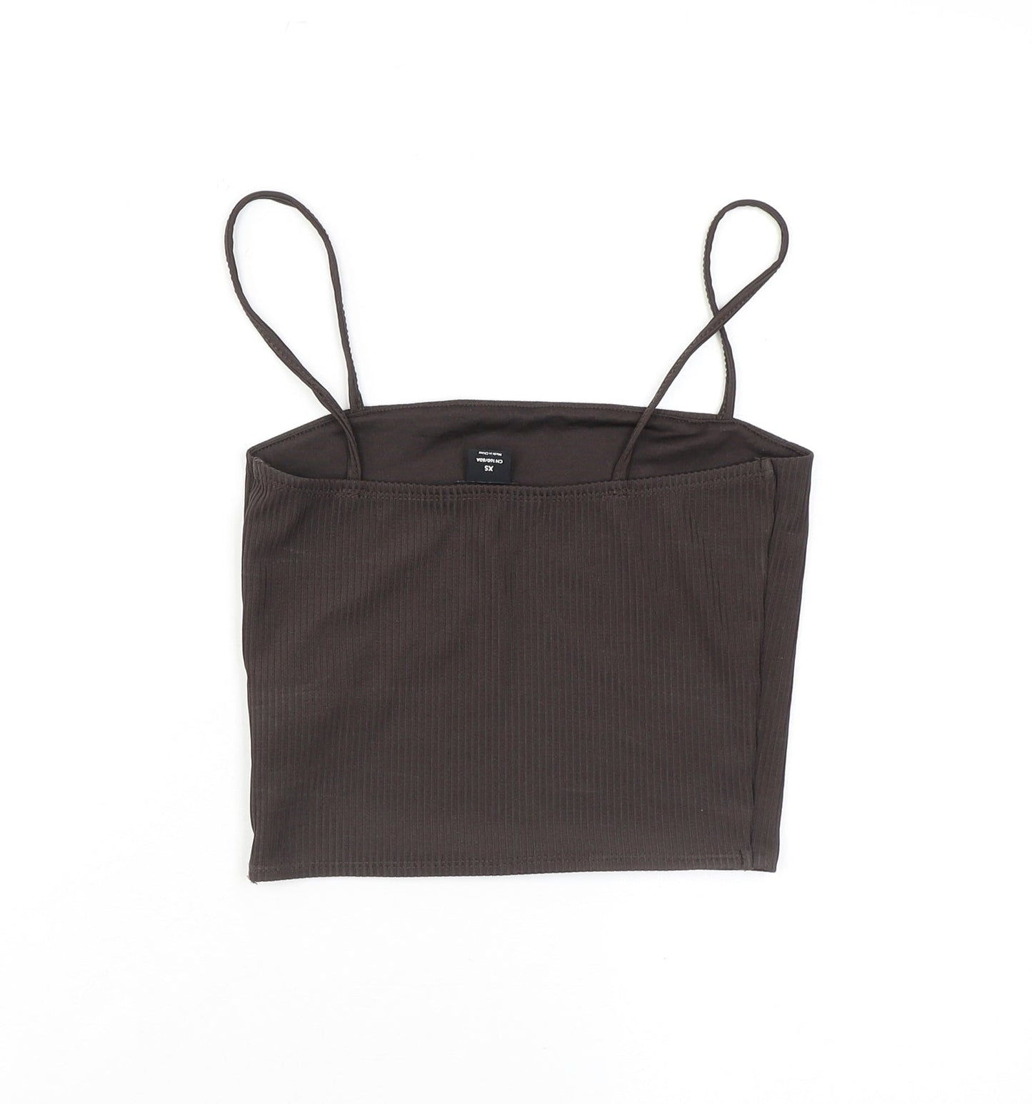 Monki Womens Brown Polyester Cropped Tank Size XS Square Neck