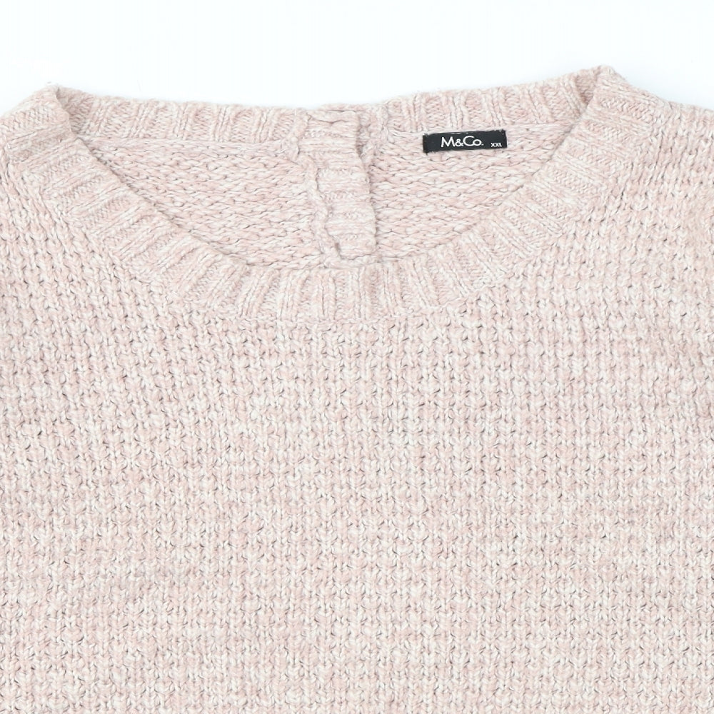 M&Co Womens Pink Round Neck Acetate Pullover Jumper Size 2XL