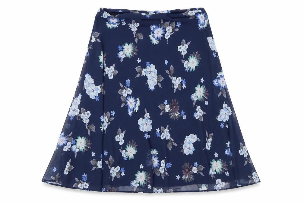 Marks and Spencer Womens Blue Floral Polyester Swing Skirt Size 10
