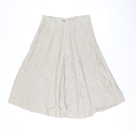 Topshop Womens Beige Animal Print Viscose Swing Skirt Size 12 Zip - Leopard Print