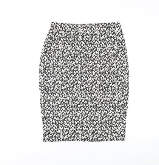 Marks and Spencer Womens Black Geometric Polyester Straight & Pencil Skirt Size 12