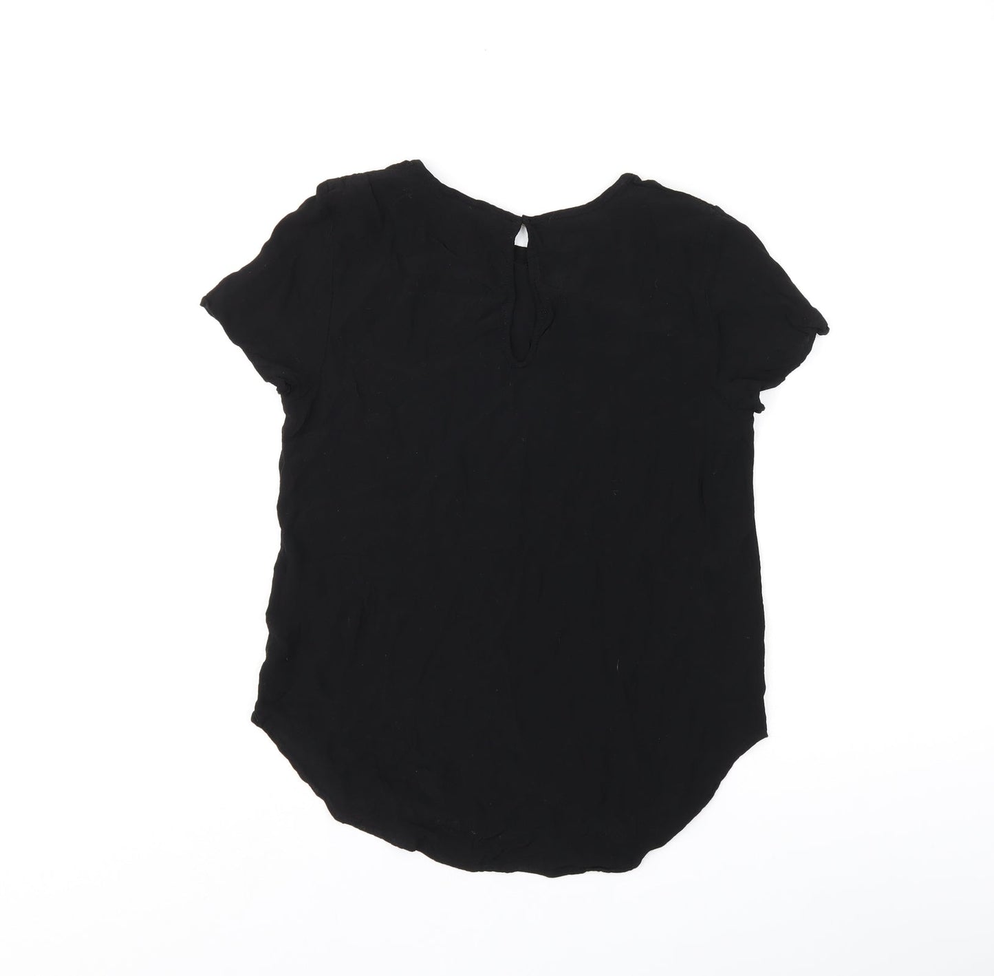 H&M Womens Black Viscose Basic T-Shirt Size 8 Boat Neck