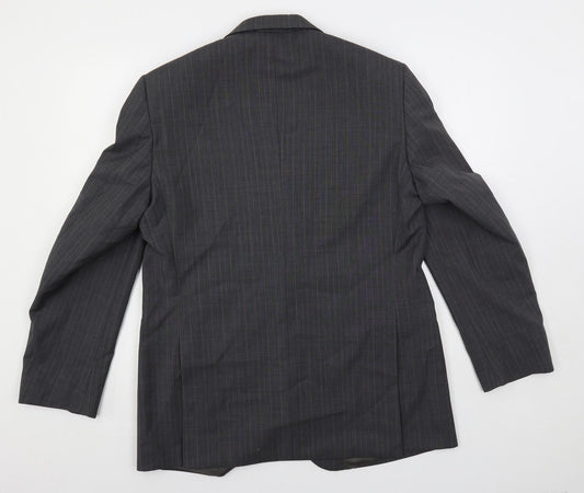 Brook Taverner Mens Grey Striped Polyester Jacket Suit Jacket Size 40 Regular