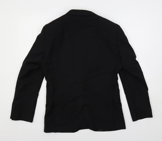 Harry Brown Mens Black Polyester Jacket Suit Jacket Size 36 Regular