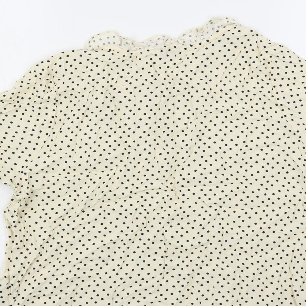 Marks and Spencer Womens Ivory Polka Dot Viscose Basic Blouse Size 18 V-Neck