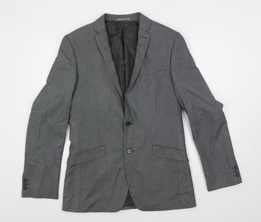 Ocassions Mens Grey Polyester Jacket Suit Jacket Size 38 Regular