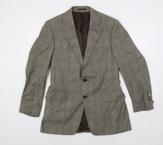 Flannels Mens Brown Plaid Wool Jacket Blazer Size 40 Regular