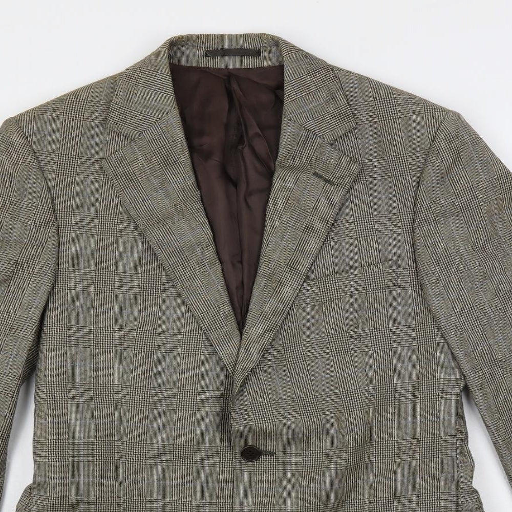 Flannels Mens Brown Plaid Wool Jacket Blazer Size 40 Regular