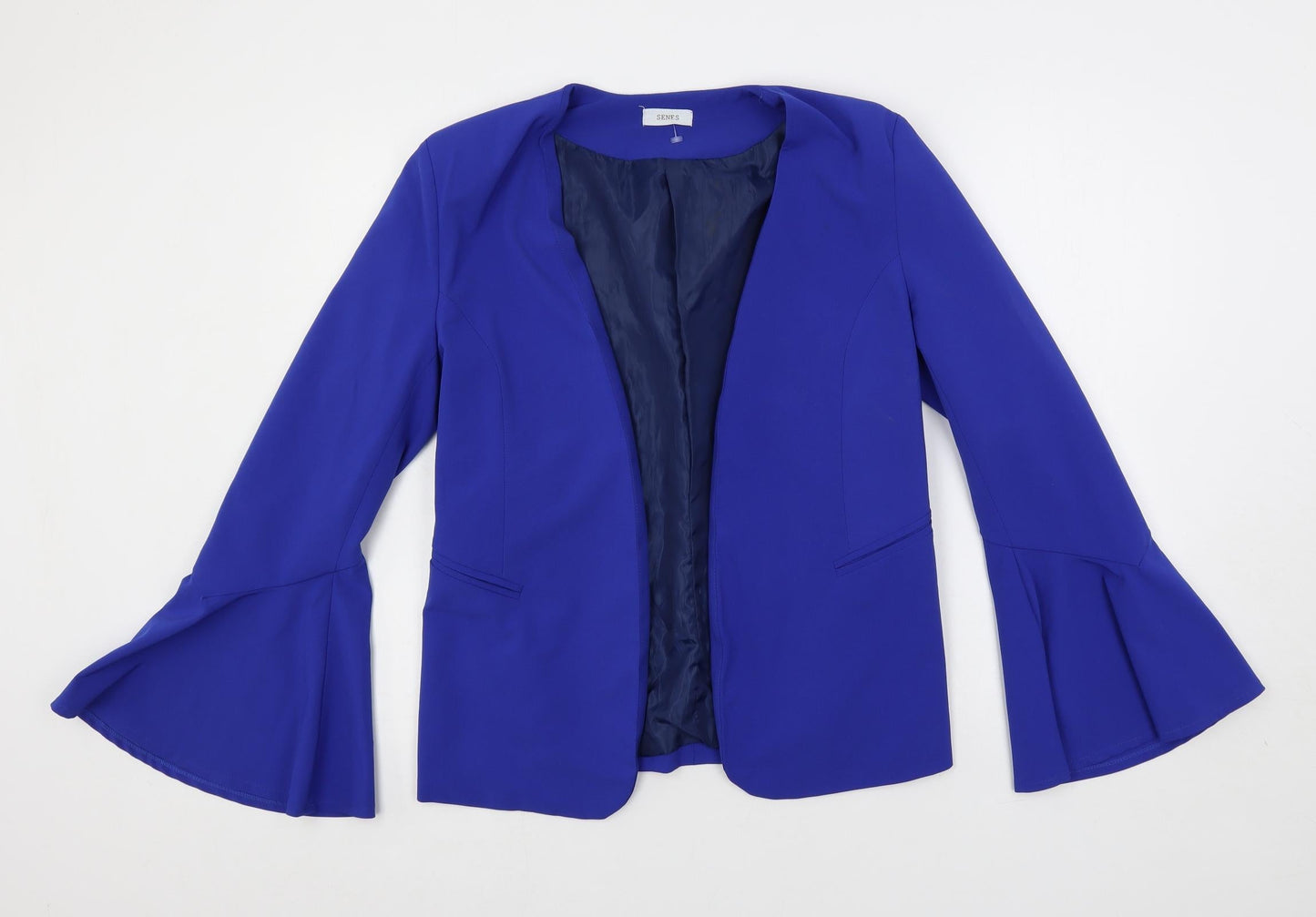 Senes Womens Blue Jacket Blazer Size L - Flare Sleeve