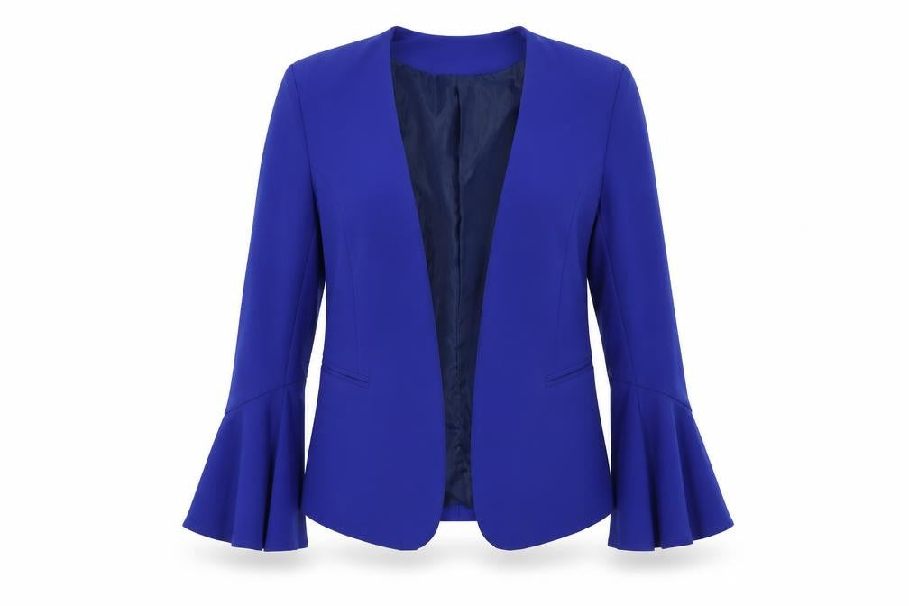 Senes Womens Blue Jacket Blazer Size L - Flare Sleeve