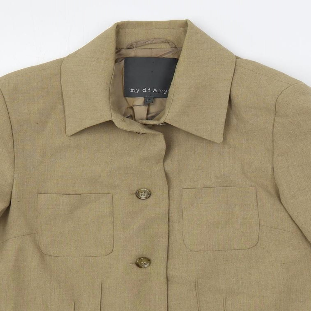 My Diary Womens Beige Jacket Blazer Size 8 Button - Pockets
