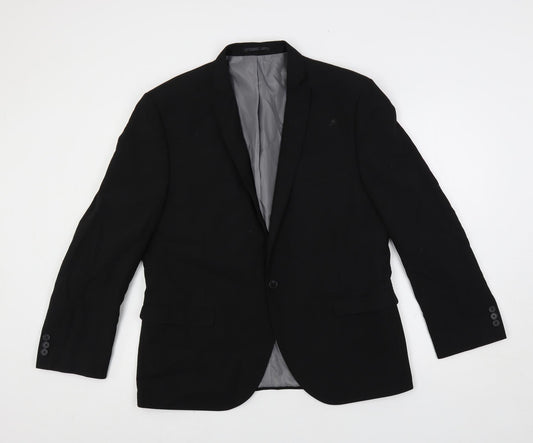 Ventura Mens Black Polyester Jacket Suit Jacket Size 44 Regular