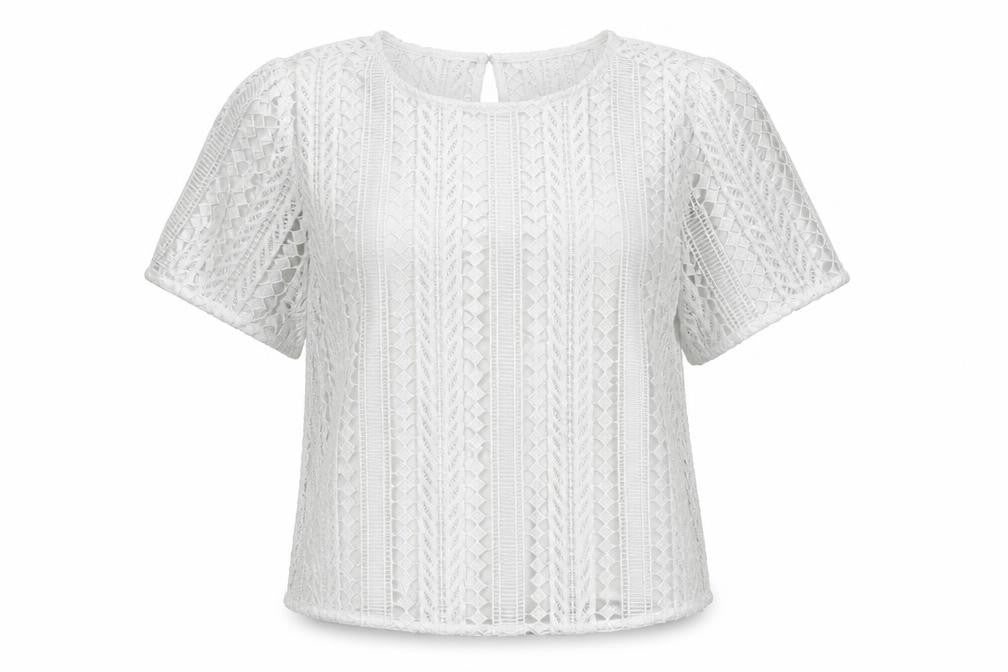 Front view of Autograph women’s white cotton basic blouse, size UK 8, boat neck - lined