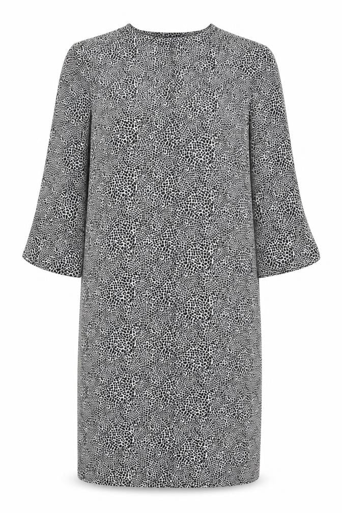 Marks and Spencer Womens Black Geometric Polyester Shift Size 8 V-Neck Pullover