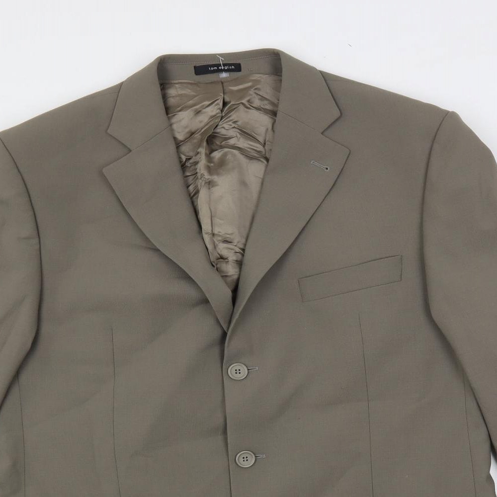 Tom English Mens Grey Wool Jacket Suit Jacket Size 42 Regular