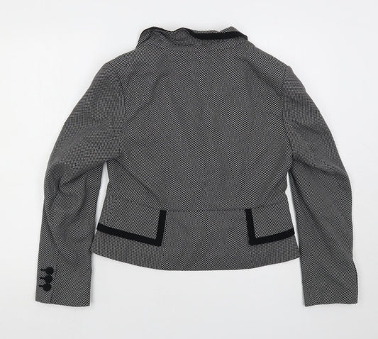 Marks and Spencer Womens Black Geometric Jacket Blazer Size 14 Button