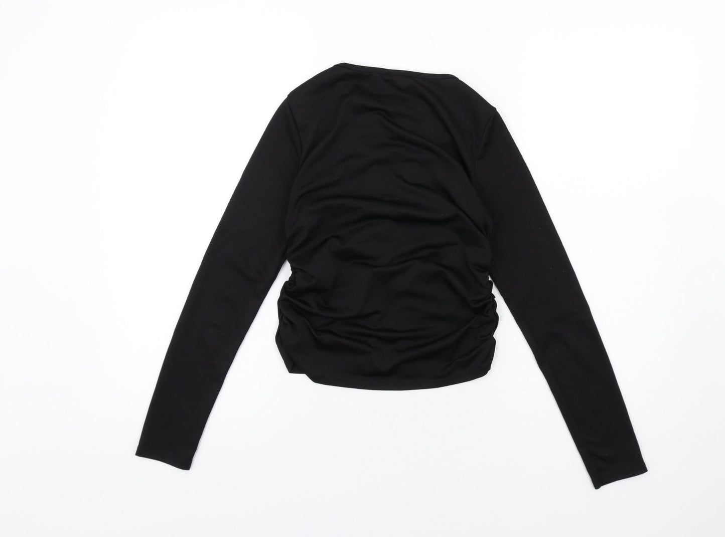 As You Womens Black Polyester Basic Blouse Size 10 Round Neck - Keyhole Neck