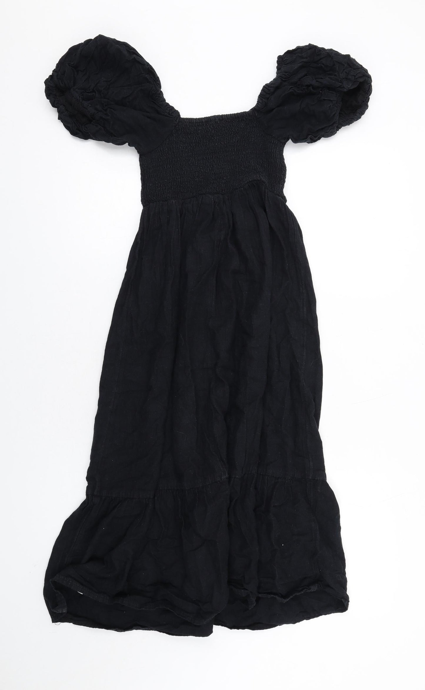 New Look Womens Black Cotton A-Line Size 6 V-Neck Pullover