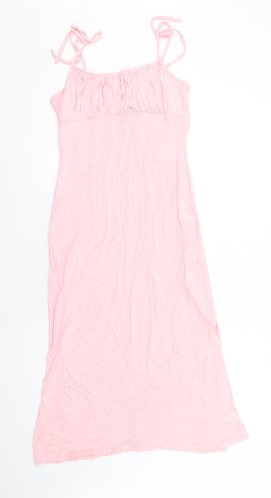 Fashion Us Womens Pink Viscose A-Line Size 12 Square Neck Pullover