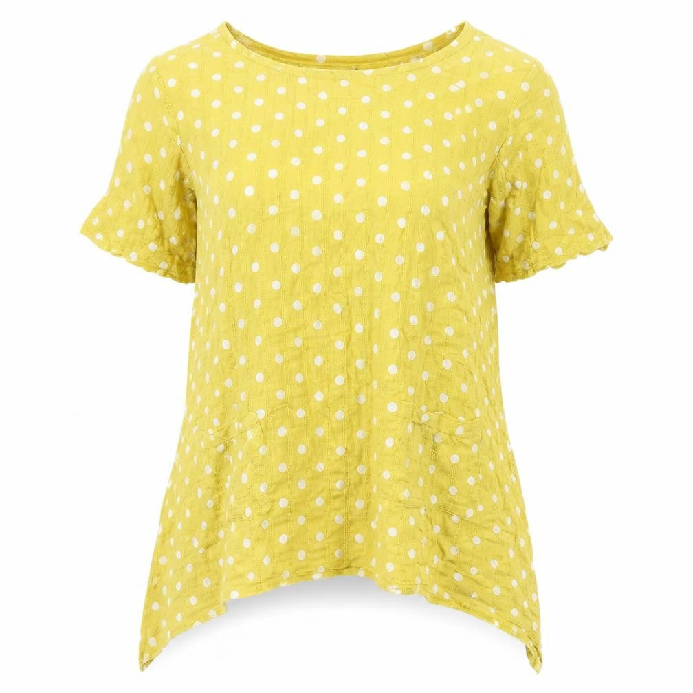 Womens UK Size 10 Klass Yellow Cotton T-Shirt