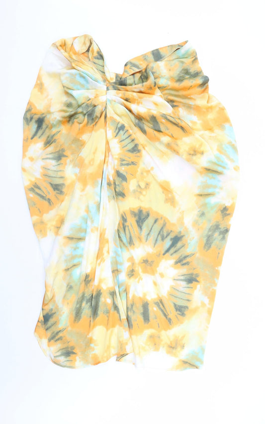 PRETTYLITTLETHING Womens Multicoloured Geometric Polyester A-Line Skirt Size 22 Zip - Hi Low Length